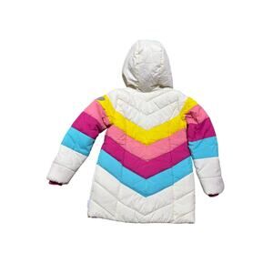 Hatley 10 full front zip jacket hooded rainbow puffer chevron style warm nwt